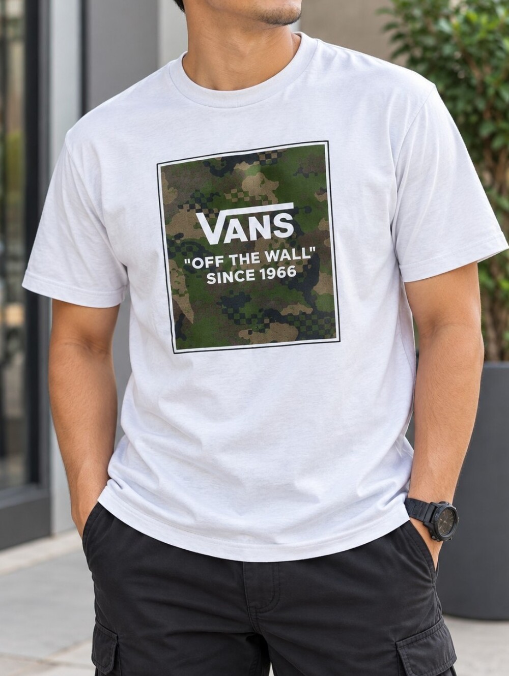 Vans Off The Wall Camo Graphic T-Shirt Men’s XL Gray Cotton Skate Tee #6